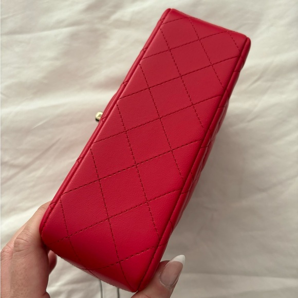 NWT 🖤 CHANEL 24S Red Lambskin Mini Classic Flap Bag - Picture 12 of 16